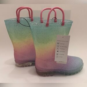 Rainbow Glitter Kids Rain Boots